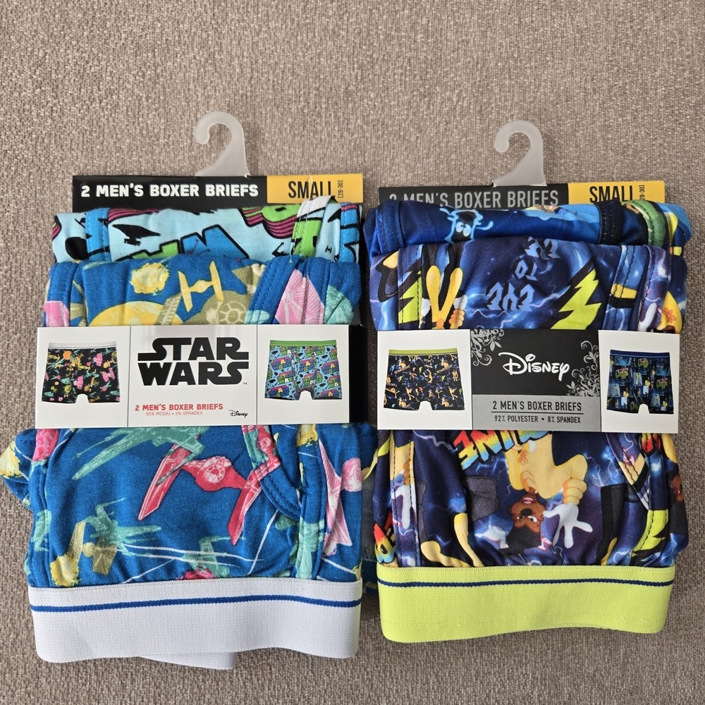 4 Pair Mens Small Disney Star Wars / Goof Troop Powerline Soft Boxer Briefs